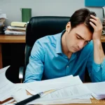 프랑스어 공식 문서 읽는 법 - **The Initial Overwhelm**: A wide-angle shot of a young adult (age 25-35, wearing a comfortable but ...