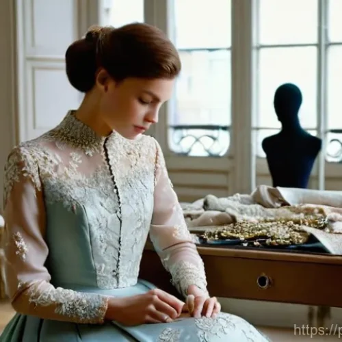 프랑스어 패션 용어 정리 - **Prompt 1: The Artisan's Touch in a Parisian Haute Couture Atelier**
    "A highly detailed, cinema...