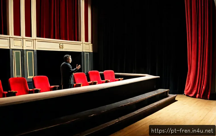 프랑스어 연극 용어 - Photorealistic rehearsal inside an elegant historic theater in Lisbon, a Portuguese stage director d...